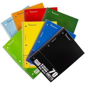 Craft County Wide Ruled Spiral Notebook – 70 Sheets 1 Subject – Randomly Picked from a Variety of Colors – Packs of 1-30