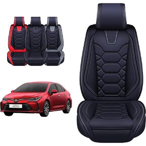 OASIS AUTO Toyota Corolla Accessories Seat Covers 2009-2025 Custom Fit Leather Cover Protector Cushion (Premium Full Set, Black)