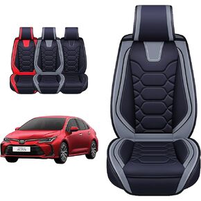 OASIS AUTO Toyota Corolla Accessories Seat Covers 2009-2025 Custom Fit Leather Cover Protector Cushion (Premium Full Set, Black)