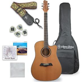 Antonio Giuliani Acoustic Guitar Bundle (DN-1) - Dreadnought Guitar with Case, Strap, Strings and Accessories