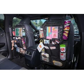 UYYE Car Backseat Organizer,Kick Mats seat Back Storage Bag with Clear Screen Tablet Holder and 9 Storage Pockets Seat Back Protectors with 2 Hooks, Car Interior Back Seat Accessories (2 Pack)