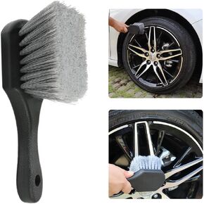 Car Wheel Brush Tire Brush Wheel Cleaner Brush for Car Rim, Soft Bristle Cleaning Brush Car Wash Brush Clean Tires & Wheel Releases Dirt and Road Grime, Short Handle for Easy Scrubbing, Scratch- Free