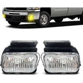 Fog Lights Compatible with 2003 2004 2005 2006 2007 Chevy Silverado All Models / 2002 2003 2004 2005 2006 Avalanche Fog Lamp, 1 Pair Bumper Driving Fog lights(Clear Lens)