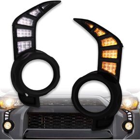 Switchback White/Amber LED Front Fog Daytime Running Lamp w/Dynamic Flash LED Turn Signal light Feature For Toyota 4Runner 2014-up Accessories (FRONT FOG LIGHT)