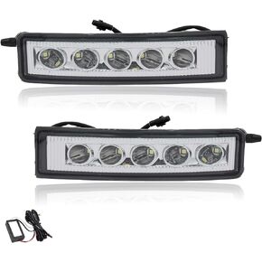 YLT AUTO Front Bumper Running LED Fog Light Fit 2003-2007 for Scion XB Clear Lens 2pcs LH+RH Replacement Kit with LED Bulb 12V55W and Wiring Harness