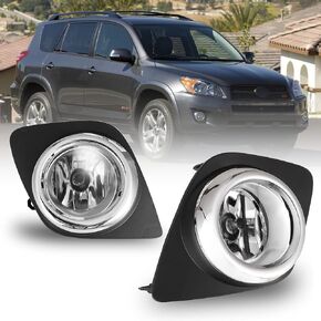 AUTOWIKI Fog Driving Light Kits Assembly for 2009 2010 2011 2012 Toyota RAV4 With Clear Lens 2PCS OEM Replacement with Switch and Wiring Kit