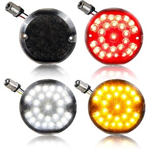 QUASCO 1157 Front Rear LED Turn Signals 2 Inch Bullet Turn Signal Light Integrated Smoked Lens Compatible with Harley Softail Sportster Road King Electra Glide Iron 883 Touring