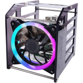 GeeekPi Cluster Case for Raspberry Pi, Pi Rack Case Stackable Case with Cooling Fan 120mm RGB LED 5V Fan for Raspberry Pi 4B/3B+/3B/2B/B+ and Jetson Nano
