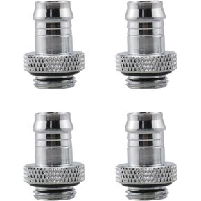 G1/4 to 3/8inch Barb Fitting 4PCS G1/4Inch to 3/8Inch Silver Pagoda Barb Tube Connector for Soft Tubing, PC Water Cooling System