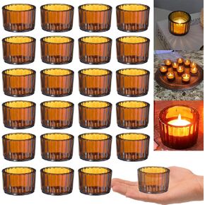 GOLDEAL 12Pcs Tealight Candle Holders,Clear Thick Glass Tea Light Candle Holder Decor,Candlestick for Wedding Decor,Party,Baby Shower Party,Bridal Shower Party,Table Centerpiece, Home Décor