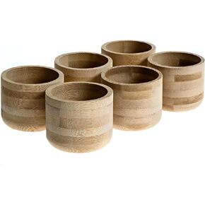 Cedar and Ink Bamboo Tealight Candle Holder, Rustic Centerpiece, Wedding Wood Centerpieces, 6-Pack Wooden Candle Holders, 1.5, 2.25, & 3-Inch-Tall Table Tea Light Holders