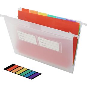 مجلدات ملفات معلقة، مجلدات تعليق بلاستيكية مزخرفة، سعة كبيرة، مصممة لتنظيم ملفات التعليق المرمزة بالألوان في المكتب، علامات تبويب متعددة الألوان، أسود in Kuwait