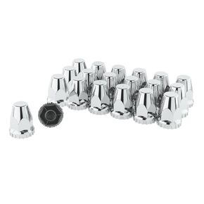 33 mm Chrome Lug Nut Covers for semi Trucks - Height: 2-3/4" Plastic, Thread On with Flange -Semi Lug Nut Covers - Screw On Lug Nut Cover- Pack of 20 Lug Nut Covers