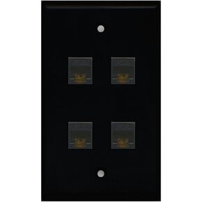 RiteAV - 4 Port Cat6 Ethernet Wall Plate - Black