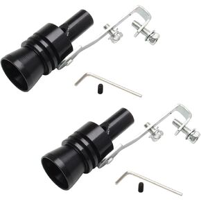 URBEST Aluminum Alloy Universal Turbo Sound Exhaust Muffler Pipe Whistle Car Roar Maker 2pcs (XL 56x85mm, Black)