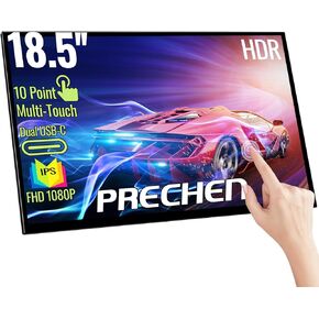 Portable Touchscreen Monitor 18.5 Inch, HDR, 350cd/m², 1920x1080 Touch Display with HDMI USB C, 99% sRGB, Built-in Speakers, Kickstand & VESA,Travel Second Monitor for Laptop PC Phone Mac Xbox