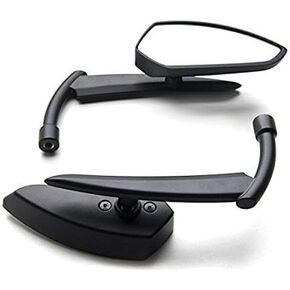 Black Universal Motorcycle Rear View Side Mirrors - Free Adapters Fits for Most Motorcycles With M8 or M10 Adapters