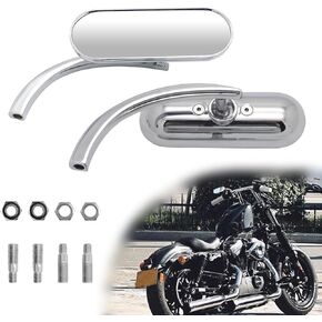 Oval Shape Motorcycle 8mm 10mm Mirrors, Chrome Upgrade Rearview Motorcycle Mirrors Compatible with Harley Road King Softail Street Glide Electra Dyna and More