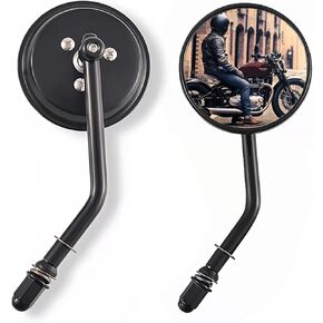 Black Motorcycle Mirrors for Harley ，3" Round Motorcycle Rear View Side Mirrors for Street Electra Glide Road Glide Dyna Softai Sportster 883 1200 Cruiser Blade BISHERDER