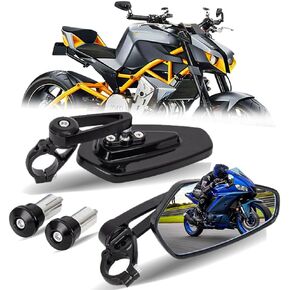 DREAMIZER Motorcycl Universal 7/8 بوصة 22 مم CNC مرايا نهاية المقود متوافقة مع Honda CBF125 CBF600 Kawasaki Z1000 Z750 سوزوكي GSF600 GSF1250 Yamaha MT03 MT09 (قضيب مرآة أسود)