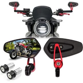 DREAMIZER Motorcycl Universal 7/8" 22mm CNC Handlebar End Mirrors Compatible with Honda CBF125 CBF600 Kawasaki Z1000 Z750 Suzuki GSF600 GSF1250 Yamaha MT03 MT09 (Black Mirror rod)