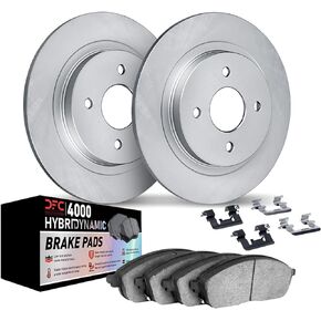 Dynamic Friction Company Rear Geospec Brake Rotors Kit | 4000 HybriDynamic Brake Pads includes Hardware 4812-59018