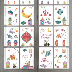 HAPPY JOURNEY Eid Goody Bag Gardens of Faith Ramadan Decoration 80 Pieces Window Clings Decorations- Floral Themed Window Stickers for Eid Mubarak Decor – Eid Gift for Kids and Party favors
