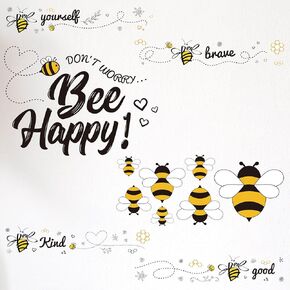 Bee Gnome Wall Decals Honey Bee Window Decor Clings Inspirational Quotes Wall Window Stickers Honeybee Vinyl Gnome Wall Decals for Kitchen Office Fridge Decorations Party Supplies (Cute Style, 12)