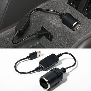 USB A ذكر إلى 12 فولت مقبس ولاعة سجائر السيارة كابل محول طاقة أنثى، مناسب لمسجل القيادة، والكلب الإلكتروني، ومنقي السيارة، وغيرها من المعدات الإلكترونية للسيارات in Kuwait