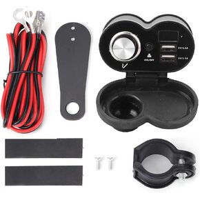 12V Motorcycle Cigarette Lighter Dual USB Motorcycle 12V Cigarette Lighter Socket Waterproof Handlebar Mount Cigarette Adapter Power Supply(Black)