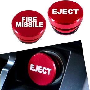 2 PCS Car Cigarette Lighter Cover, 1.08" x 0.68" Eject FIRE Missile Metal Waterproof Cigarette Lighter Plug Cover Button Protective Cover, Accessories for Cars, Motorcycles (Black & White)