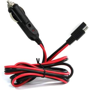 Cigarette Lighter SAE Battery Charger Cable, 16AWG 12V Cigarette Lighter Plug to SAE Quick Release Adapter Extension Charging Cable with Fuse and LED Light 5FT
