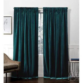Exclusive Home Velvet Heavyweight Light Filtering Hidden Tab Top Curtain Panel Pair, 52"x63", Blush