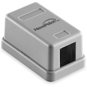 NavePoint Keystone Jack Surface-Mount Box 1-Port Gray, 10-Pack