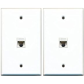 RiteAV (2 Pack) 1 Port Cat5e Rj45 Ethernet Wall Plate White Lot