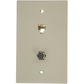 Leviton 40259-A Standard Telephone Wall Jack, 6P4C X F, Screw Terminal, Almond
