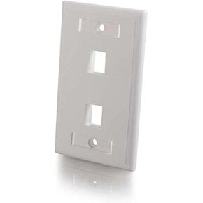 C2G/Cables to Go 03411 Two Port Keystone Single Gang Wall Plate, White