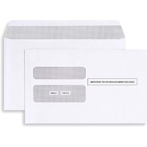 W2 Envelopes, Double Window Security Envelope For W-2 Tax Forms, Designed for Printed W2 Laser Forms, For QuickBooks Desktop and Other Tax Software, 5 5/8’’ x 9’’, 25 Form Envelopes Gum Seal