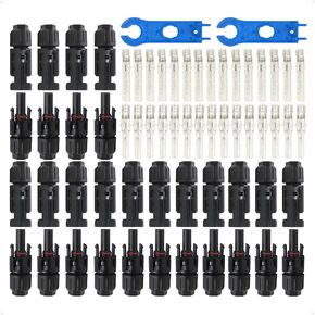 30PCS Solar Connectors Male Female with Dual Spanners IP67 1000V 30A 10AWG 12AWG 14AWG Waterproof Solar Panel Cable Connectors (15 Pairs)