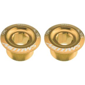 Create idea 2Pcs Gold Mountain Bike Bottom Bracket Cap Crankset Crank Arm Fixing Screws CNC Aluminum Alloy Compatible with Shimano HollowTech II Deore XT SLX Saint & Zee (MTB)