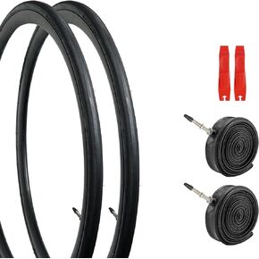 700C Bike Tires Set, Foldable Bicycle Tires Plus 2 Bike Tubes (with Puncture Sealant)+2 Tire Levers, Bike Tire with Double Tread Puncture Protection for Road Bike, Urban Bicycle