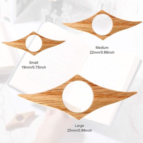 3 Pieces Assorted Size Wooden Book Page Holder, Wooden Thumb Bookmark Novel Reading Ring Accessories Presents for Readers Book Lovers Bookworm Literary Presents (Brown) in Saudi Arabia