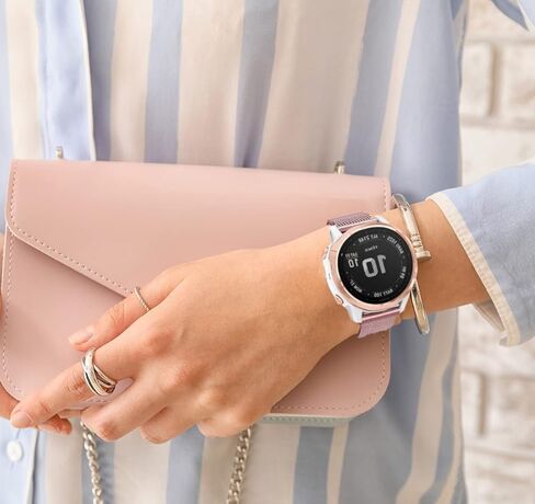 أحزمة ساعة Fenix ​​6S/6S Pro Band/Fenix ​​7S/Fenix ​​5S، حزام بديل شبكي معدني من الفولاذ المقاوم للصدأ سريع التركيب للنساء والرجال لـ Garmin Fenix ​​6S Pro/Sapphire، Descent Mk2S Smartwatch، وردي وردي in Kuwait