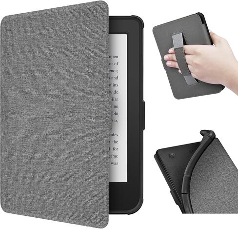 حافظة لجهاز Kobo Libra 2 مقاس 7 بوصات (إصدار 2021)/Tolino Vision 6، غطاء من مادة TPU مع نسيج قماشي وحزام يد على الظهر، غطاء مغناطيسي مع وظيفة الاستيقاظ/النوم الذكية (أحمر داكن) in Kuwait