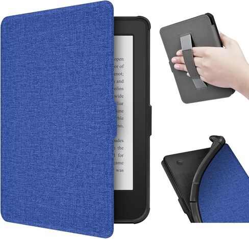 حافظة لجهاز Kobo Libra 2 مقاس 7 بوصات (إصدار 2021)/Tolino Vision 6، غطاء من مادة TPU مع نسيج قماشي وحزام يد على الظهر، غطاء مغناطيسي مع وظيفة الاستيقاظ/النوم الذكية (أحمر داكن) in Kuwait