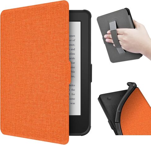 حافظة لجهاز Kobo Libra 2 مقاس 7 بوصات (إصدار 2021)/Tolino Vision 6، غطاء من مادة TPU مع نسيج قماشي وحزام يد على الظهر، غطاء مغناطيسي مع وظيفة الاستيقاظ/النوم الذكية (أحمر داكن) in Kuwait