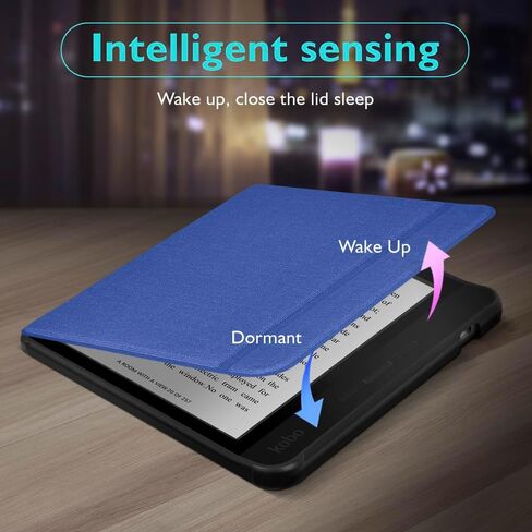 حافظة لجهاز Kobo Libra 2 مقاس 7 بوصات (إصدار 2021)/Tolino Vision 6، غطاء من مادة TPU مع نسيج قماشي وحزام يد على الظهر، غطاء مغناطيسي مع وظيفة الاستيقاظ/النوم الذكية (أحمر داكن) in Kuwait