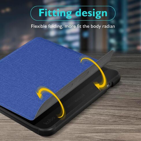 حافظة لجهاز Kobo Libra 2 مقاس 7 بوصات (إصدار 2021)/Tolino Vision 6، غطاء من مادة TPU مع نسيج قماشي وحزام يد على الظهر، غطاء مغناطيسي مع وظيفة الاستيقاظ/النوم الذكية (أحمر داكن) in Kuwait