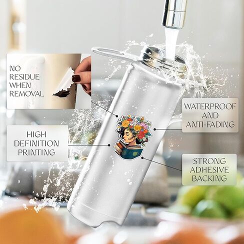 قم بإنشاء ملصق Kindle الخاص بك، ملصقات كتب، ملصقات جمالية ميمي لطيفة من الفينيل للهاتف المحمول، ملحقات الكمبيوتر، زجاجة مياه، مجلة BookTok، شارات مضحكة مقاومة للماء (5 قطع، 2.5 بوصة) in Kuwait