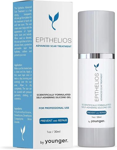 علاج Epithelios المتقدم للندبات بدون عامل حماية من الشمس (SPF) - متوافق مع المكياج والكريمات، جل السيليكون ذاتي الالتصاق - مرطب وينعم ويحمي الندبات - لعلامات التمدد وحب الشباب والندبات القديمة والجديدة - 30 مل in Saudi Arabia